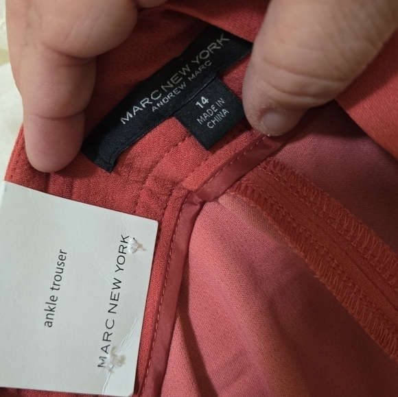 NWT Andrew Marc New York Ankle Trouser 14 Rose Pink Pleated Wide Straight Leg - Picture 6 of 8